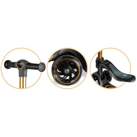 Hulajnoga trójkołowa dla dzieci balansowa siedzisko Nukido Flippo - złota