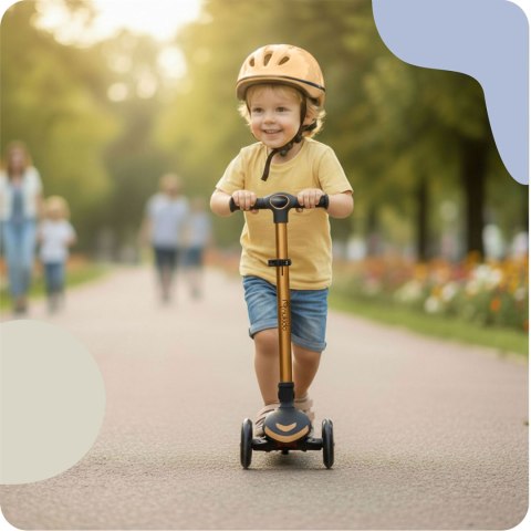 Hulajnoga trójkołowa dla dzieci balansowa siedzisko Nukido Flippo - złota