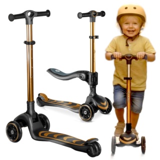 Hulajnoga trójkołowa dla dzieci balansowa siedzisko Nukido Flippo - złota