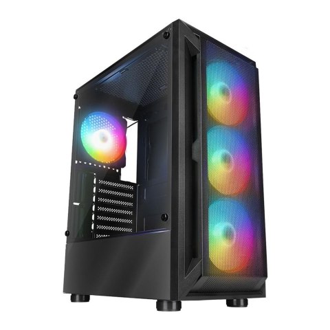 Obudowa PC Rampage SHIVA z oknem 4x wentylator 120mm Rainbow czarna