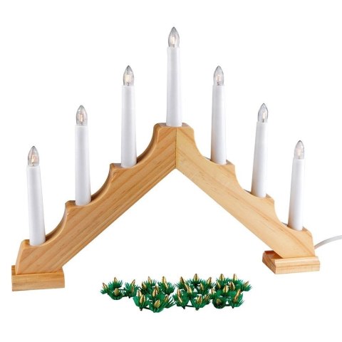 Świecznik adwentowy drewniany na 7 świeczek 41,5x29 cm
