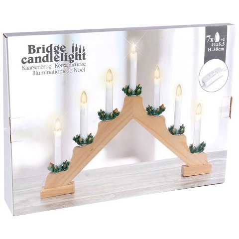 Świecznik adwentowy drewniany na 7 świeczek 41,5x29 cm