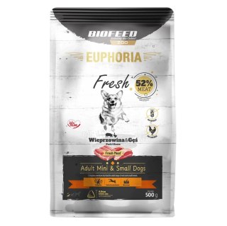 BIOFEED Euphoria fresh meat adult wieprzowina/gęś xs/s 0,5kg