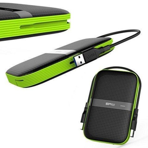 Dysk zewnętrzny Silicon Power ARMOR A60 2TB USB 3.0 BLACK-GREEN/PANCERNY wstrząso/pyło i wodoodporny IPX4