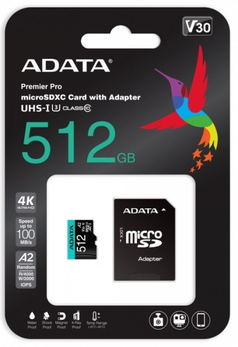 Karta pamięci A-DATA 512 GB Adapter Karta pamięci A-DATA 512 GB Adapter