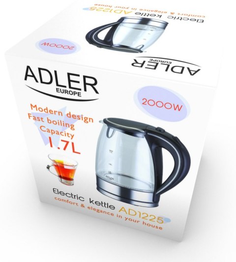 Czajnik ADLER AD 1225 (1.7L /2000W /Stalowo-czarny )