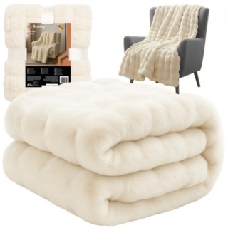 Koc biały 160x100 cm miękki polarowy ciepły Ruhhy 26493