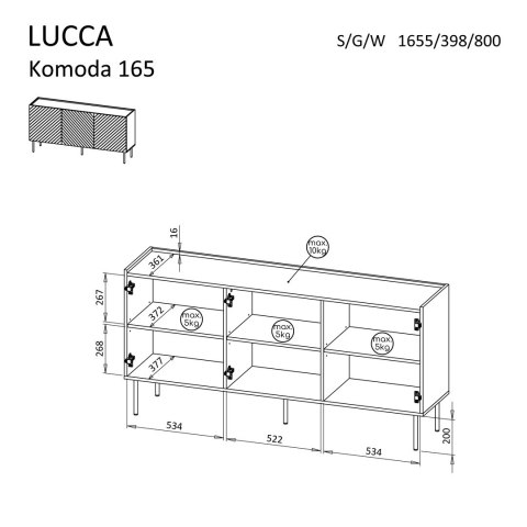 Komoda 3D LUCCA 165x40x80 biały