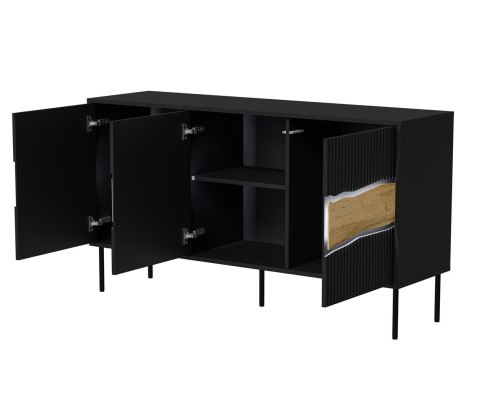 Komoda INSERTO 3D 143,5x40x80 czarny + LED