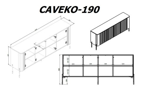 Komoda VERA 190x40x80 kaszmir mat