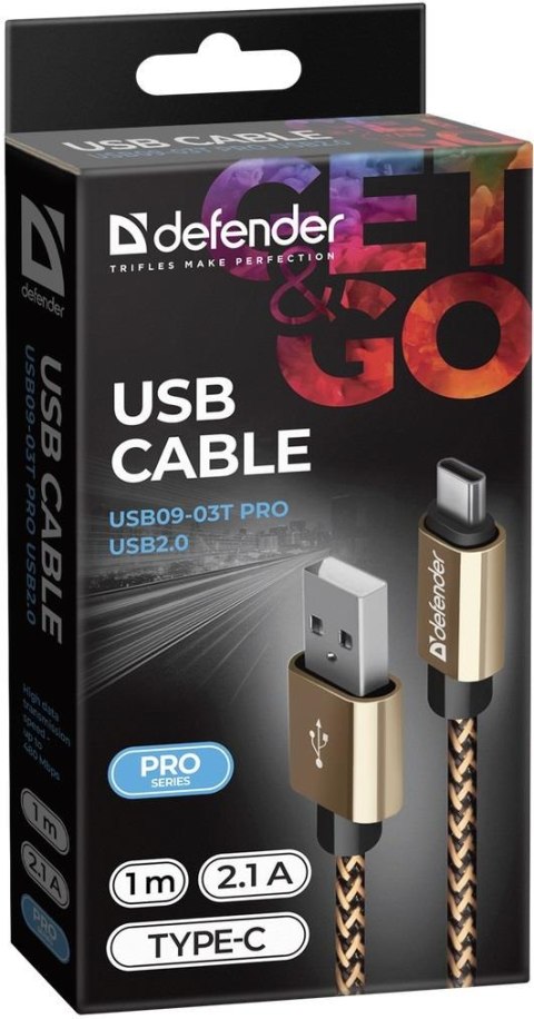 Kabel USB Defender AM-TYPE C 1m 2,1A złoty Kabel USB Defender AM-TYPE C 1m 2,1A złoty