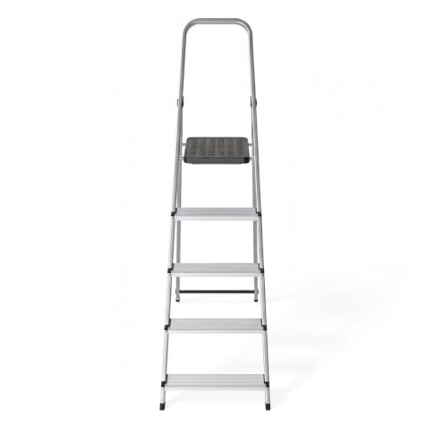 Drabina aluminiowa jednostronna 5 stopni składana z podestem 150 kg ModernHome