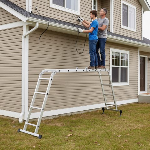 Drabina aluminiowa wielofunkcyjna 4x4 przegubowa składana 150 kg ModernHome