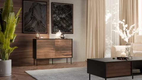 Komoda 1D3S CORTINA 120x40x81 czarny/orzech