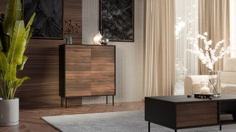 Komoda 4D CORTINA 102x40x118 czarny/orzech