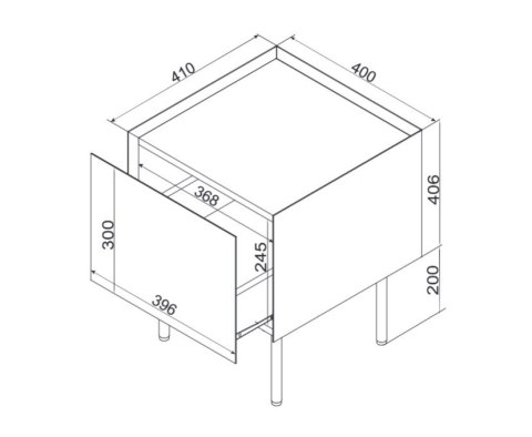 Szafka nocna 2szt. FELLINI 40x41x60 oliwka + blat dąb olejowany