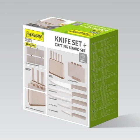 Zestaw noży + desek MR-1412-BEIGE MAESTRO