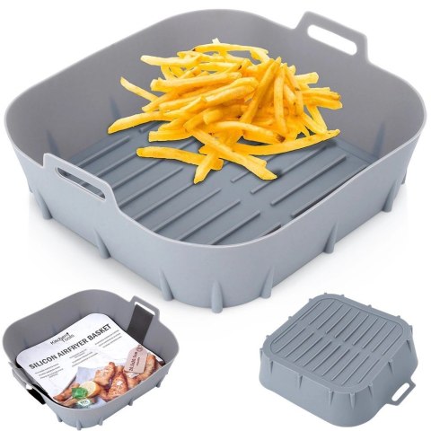 Wkład do Frytkownicy Air Fryer 1 szt. HIT Silikonowy Szary Kwadratowy 22 cm