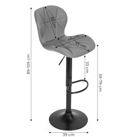 Hoker stołek barowy obrotowy regulacja wysokości podnóżek szary ModernHome