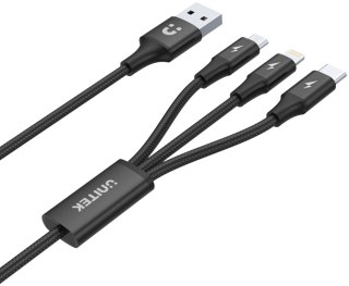 Unitek przewód ładujący USB 3 w 1 czarny