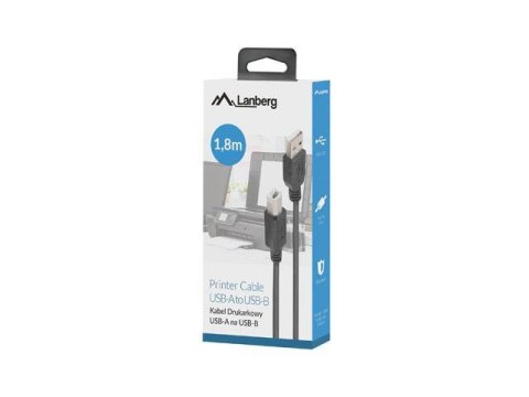 Kabel USB 2.0 Lanberg AM-BM 1,8m czarny ferryt box Kabel USB 2.0 Lanberg AM-BM 1,8m czarny ferryt box