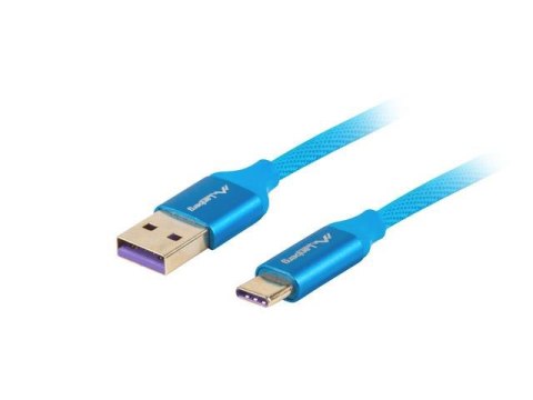 Kabel USB 2.0 Lanberg Premium Type-C(M) - A(M) 0,5m niebieski 5A Kabel USB 2.0 Lanberg Premium Type-C(M) - A(M) 0,5m niebieski 5A