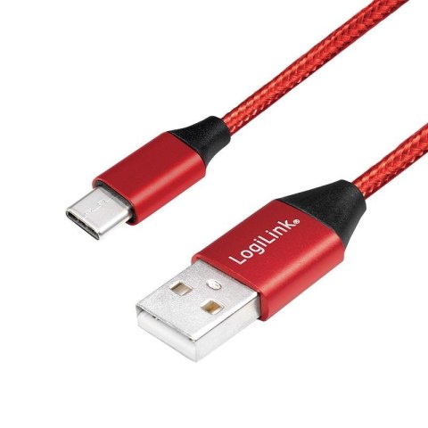 Kabel USB 2.0 LogiLink CU0148 USB A - USB-C, M/M, czerwony, 1m Kabel USB 2.0 LogiLink CU0148 USB A - USB-C, M/M, czerwony, 1m