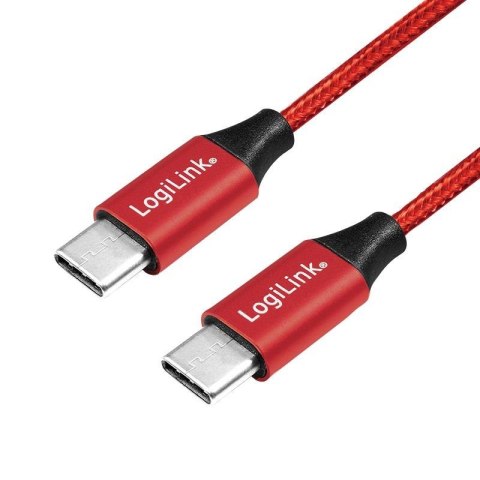 Kabel USB 2.0 LogiLink CU0155 USB-C - USB-C, M/M, czerwony, 0,3m Kabel USB 2.0 LogiLink CU0155 USB-C - USB-C, M/M, czerwony, 0,3m