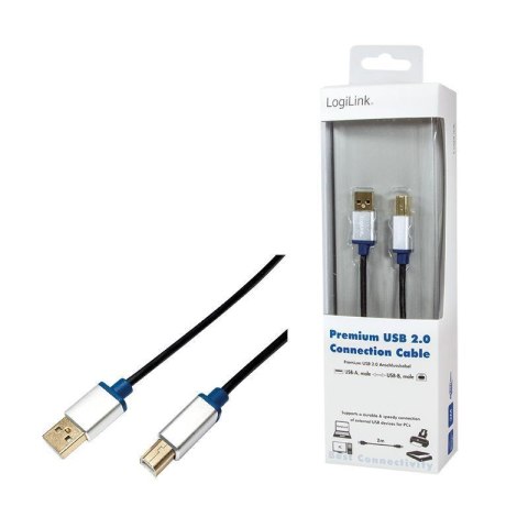 Kabel USB 2.0 LogiLink Premium BUAB220 A/B 2m Kabel USB 2.0 LogiLink Premium BUAB220 A/B 2m