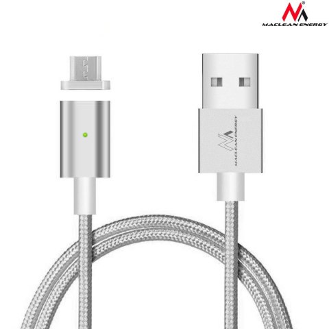 Kabel USB 2.0 Maclean MCE160 USB A (M) - Micro USB B (M) magnetyczny, Quick & Fast Charge, srebrny, 1m Kabel USB 2.0 Maclean MCE160 USB A (M) - Micro USB B (M) magnetyczny, Quick & Fast Charge, srebrny, 1m