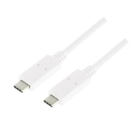 Kabel USB 3.2 Gen2x1 LogiLink CU0130 USB-C - USB-C, M/M, biały, 0,5m Kabel USB 3.2 Gen2x1 LogiLink CU0130 USB-C - USB-C, M/M, biały, 0,5m