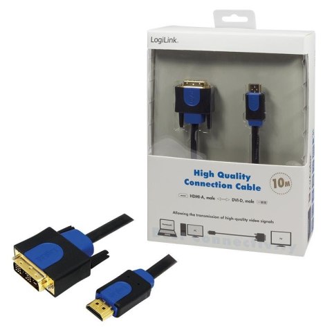 Kabel adapter LogiLink CHB3110 HDMI > DVI, 10m Kabel adapter LogiLink CHB3110 HDMI > DVI, 10m