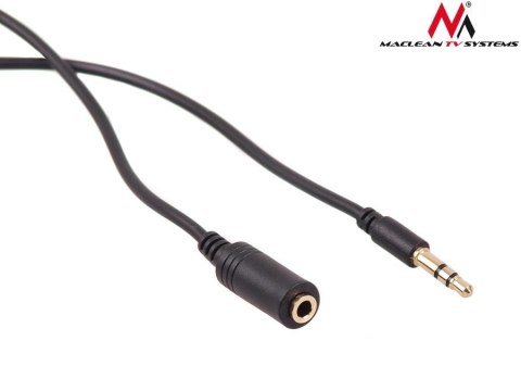 Kabel audio Maclean MCTV-819 miniJack 3,5mm (M) - miniJack 3,5mm (F), 2m, metalowy wtyk, czarny Kabel audio Maclean MCTV-819 miniJack 3,5mm (M) - miniJack 3,5mm (F), 2m, metalowy wtyk, czarny