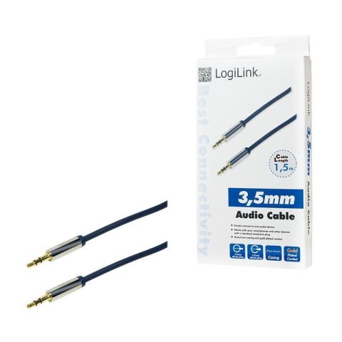 Kabel audio stereo LogiLink CA10150 3,5 mm, M/M, 1,5m, niebieski Kabel audio stereo LogiLink CA10150 3,5 mm, M/M, 1,5m, niebieski