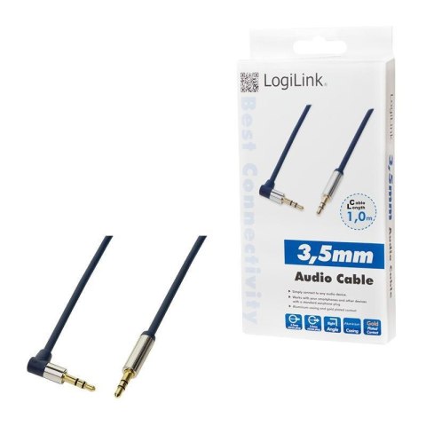 Kabel audio stereo LogiLink CA11100 3,5 mm, M/M, 1m, kąt 90° Kabel audio stereo LogiLink CA11100 3,5 mm, M/M, 1m, kąt 90°