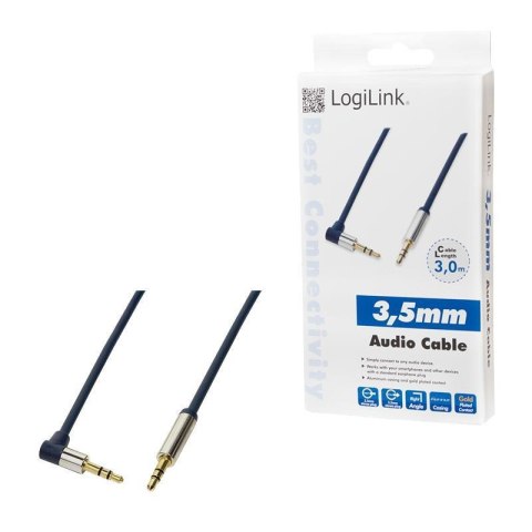 Kabel audio stereo LogiLink CA11300 3,5 mm, M/M, 3m, kąt 90° Kabel audio stereo LogiLink CA11300 3,5 mm, M/M, 3m, kąt 90°