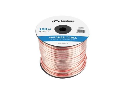 Kabel głośnikowy Lanberg 2x1.5mm2 100m przezroczysty Kabel głośnikowy Lanberg 2x1.5mm2 100m przezroczysty