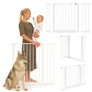 Bramka barierka zabezpieczająca 74-105 cm na schody i drzwi stal dodatkowe panele biała ECOTOYS