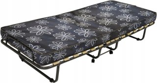 Łóżko gościnne turystyczne składane z materacem i kółkami 80x190 cm - kolor szary