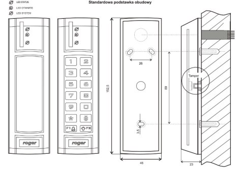 Czytnik zbliżeniowy Roger PRT12MF-DES-G