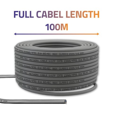 Qoltec Kabel Patchcord sieciowy skrętka UTP| Miedziany Cu |CAT6 | High speed 1Gb/s | LAN | 100m | szary