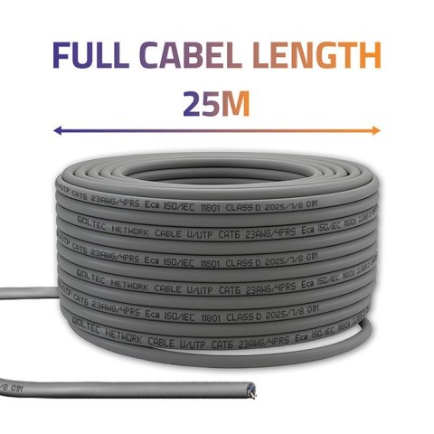Qoltec Kabel Patchcord sieciowy skrętka UTP| Miedziany Cu |CAT6 | High speed 1Gb/s | LAN | 25m | szary
