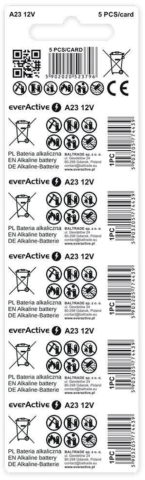 Bateria 23A / A23 / LRV08 everActive 12V (blister 5 szt.)
