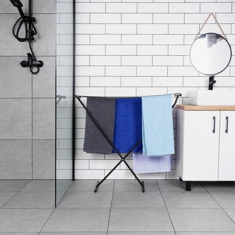 Suszarka na Pranie Ubrania Składana Metalowa Solidna Czarna VILDE 91 x 84cm