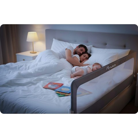 Barierka ochronna do łóżka zabezpieczająca bramka blokada 200 cm Nukido NK-228 szara