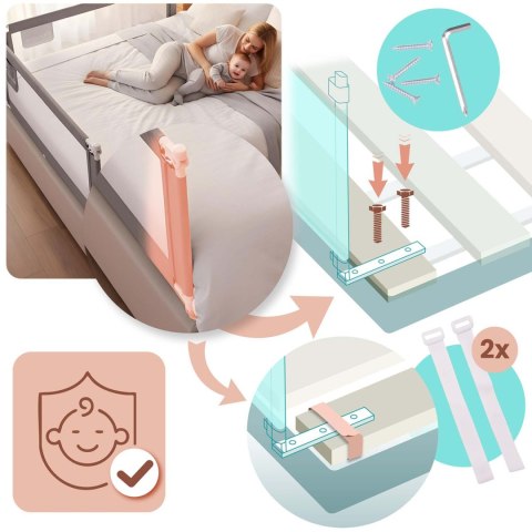 Barierka ochronna do łóżka zabezpieczająca bramka blokada160 cm Nukido NK-227 szara