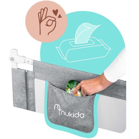 Barierka ochronna do łóżka zabezpieczająca bramka blokada160 cm Nukido NK-227 szara