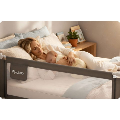 Barierka ochronna do łóżka zabezpieczająca bramka blokada160 cm Nukido NK-227 szara