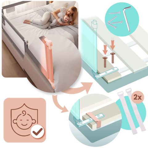 Barierka ochronna do łóżka zabezpieczająca bramka blokada180 cm Nukido NK-227 szara