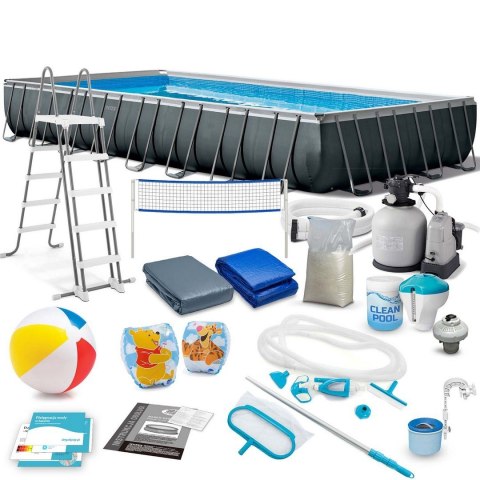 Basen ogrodowy stelażowy 975 x 488 x 132 cm 22w1 INTEX 26378 + hulajnoga GRATIS